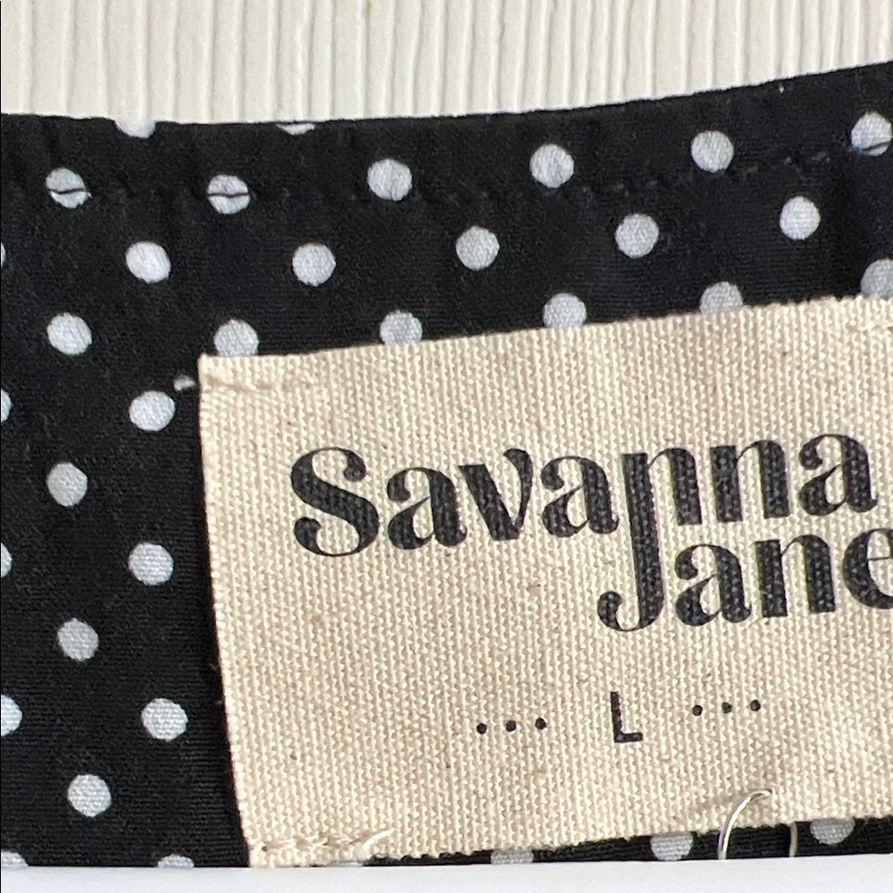 Savanna Jane Blouse Women Large Black Polka Dot Floral Embroidered - Picture 2 of 6